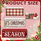 Lineshading 4 Pcs Christmas Table Decoration Wooden Hot Cocoa Santa Hat Decorations Christmas Tiered Tray Decor Winter Centerpiece Decorative Santa Hat Hot Cocoa Gift Box Tree Block Signs for Home