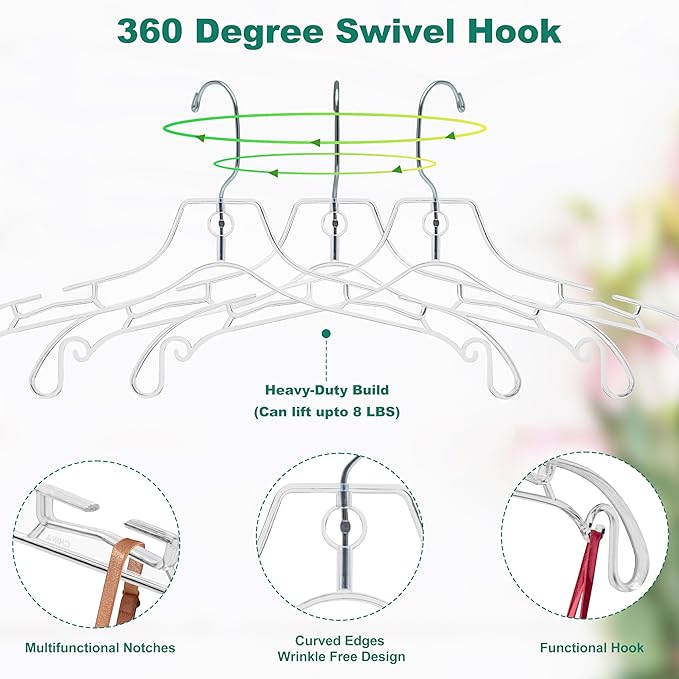 Quality Clear Hangers 12 Pack - Crystal Hangers for Clothes - Durable Plastic Hanger Set - Invisible Dress for Suits - Heavy Duty - Nonslip Coat and Shirt