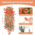 Artificial Hanging Flowers for Outdoors,2 Bundles Silk Fake Fall Flowers for Outside, Realistic Faux Plants for Hanging Baskets, Planters-Porch, Patio, Yard Decor(Orange)