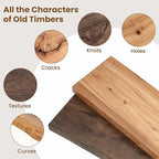 Floating Shelves for Wall Decor, Rustic Solid Elm Wood Live Edge Floating Shelves Wall Mounted, Wall Shelves with Invisible Bracket for Living Room Bathroom Bedroom Kitchen, 36 Inch Set of 2, Natural