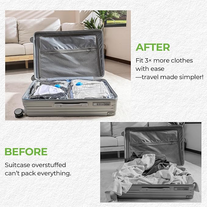 Vacuum Storage Bags for Travel - 12 Pack Compression Packing with Wireless Electric Pump for Luggage Vacuum Seal Bags for Clothes Space Saver Organizer for Moving Clothing Suitcase Travel