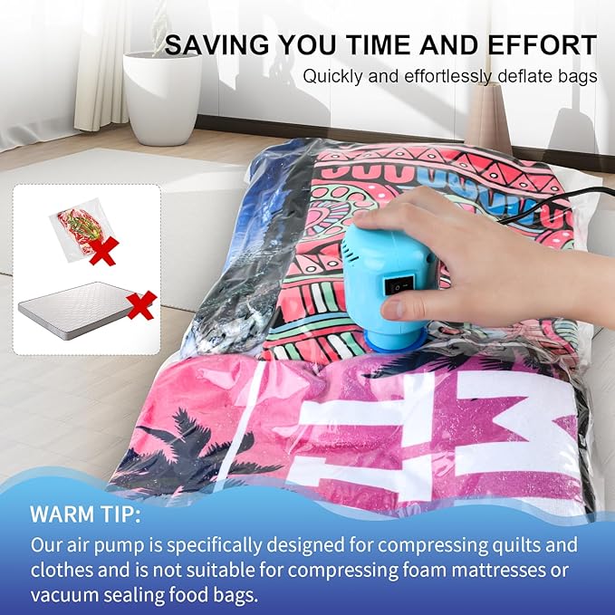 Electric Air Pump for Vacuum Storage Bags, Portable Travel Vacuum Pump Compressing Clothing Vacuum Seal Pump for Various Vacuum Seal Bags Blue(Storage Bag Not Included)