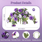 4 Pcs Artificial Fake Petunia Flowers for Outdoor Decoration, Faux Silk Petunias Flower for Spring UV Resistant No Fade Realistic Plants for Garden Balcony Yard Porch Indoor Decor(Purple White)
