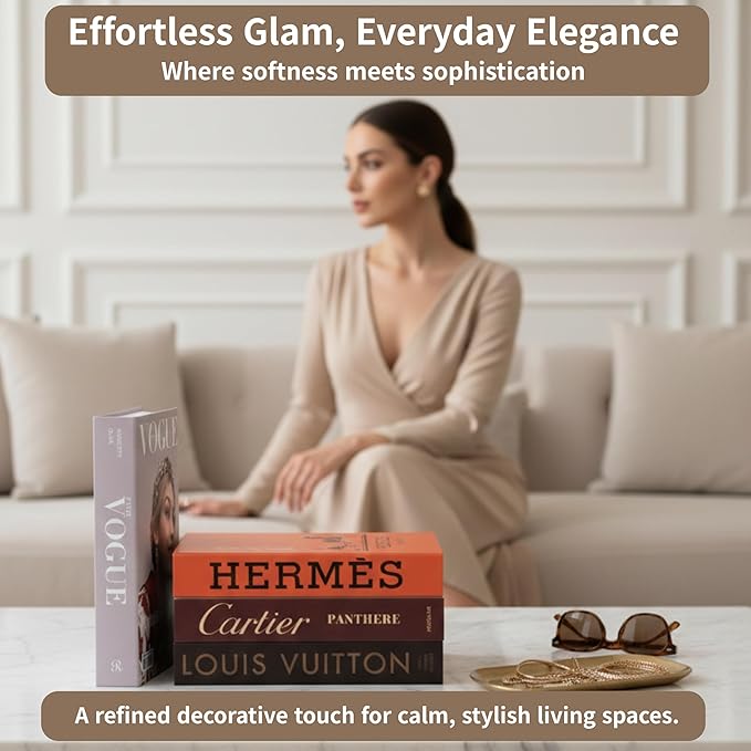 PROBENEX Glam Large | 4 PCS Faux Decorative Books for Home Decor | Not Real Books (Cardboard Boxes) | Coffee Table, Bookshelf & Shelf Styling Display Props for Living Room, Office