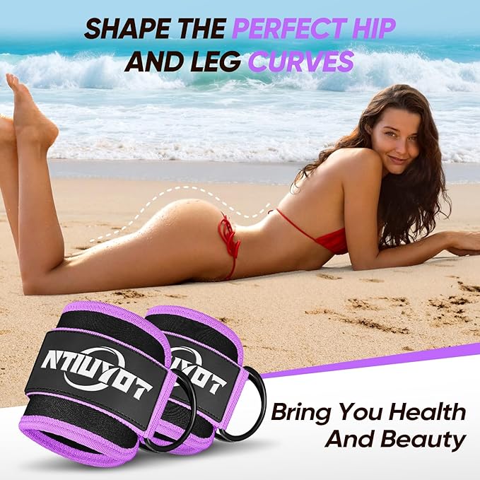 Ankle Resistance Bands with Cuffs, Workout Sets for Women, Resistance Bands for Working Out, Exercise Band for Leg Booty, Home Gym Workout Equipment, Ankle Weights Fitness Band Set