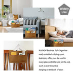 Bedside Caddy, Sofa Caddy, Storage Organizer Pocket for Dorm, Bedroom, 5 Pockets Felt Organizer for Magazine, Remote, Phone, Tablet, Pad, Glasses, Pen, Remote Control (Brown-Short)