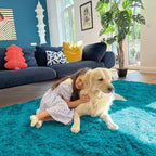 OLANLY 2x4 Machine Washable Runner Rugs for Hallway, Soft Fluffy Shaggy Bedside Rugs for Bedroom, Living Room, Indoor Floor Carpet for Kids Girls and Boys, Nursery Rooms, Home Decor Aesthetic, Teal