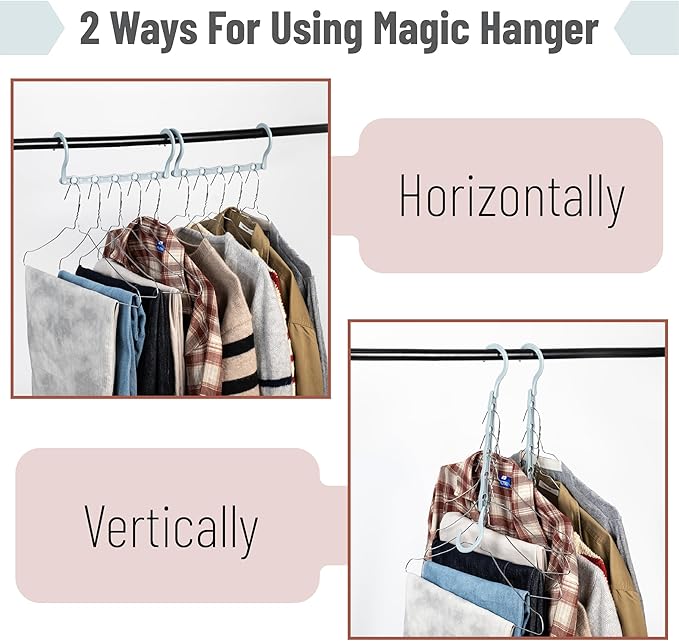 Mr. Pen- Space Saving Hangers for Clothes, 16 pcs, Pastel Colors, Plastic Multi Clothes Hangers Space Saving, 5 Slots, 360° Rotating Hooks