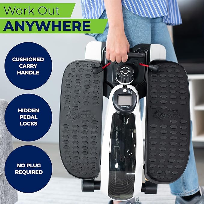 DeskCycle Under Desk Elliptical Machine up to 40 lbs Magnetic Resistance Foot Pedaler, Ultra-Smooth & Silent Seated Leg Exerciser, Heavy Duty Non-Sliding Steel Frame