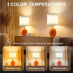 Dawnwake 18.5" Table Lamp Set of 2 for Living Room Bedroom, Bedside Lamps for Night Stands, Desk Nightstand Lamp Dimmable, Modern Linen Cream Ceramic Lamps (Orange)