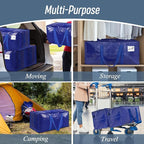 12 Pack Extra Heavy Duty Large Moving Bags with Strong Zipper & Comfortable Handles, Sturdy & Durable Clothes Storage Bags Totes Bins, Packing Moving Boxes for College Supplies, Blue