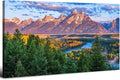 AIYISU Grand Teton Mountain Wall Art Sunset Nature National Park Posters Oxbow Bend Snake River Landscape Wall Decor Wyoming Scenery Painting Artwork for Living Room Office Home Decoration 24x48