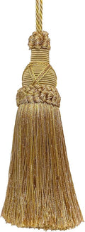 5 1/2" (14cm) Key Tassel, 4" (10cm) Loop with Criss Cross Design (Style# KTIC) Rustic Gold Multicolor #4975 (Light Gold, Beige Gold, Yellow Gold) Sold Individually