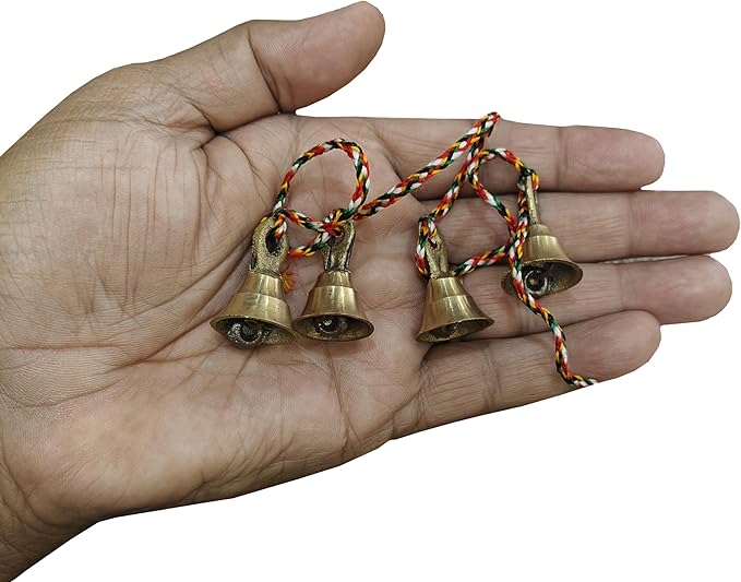 Rastogi Handicrafts Brass Decorative String of 11 Metal Vintage Indian Style Fair Trade Wall Hanging Tiny Bells (1)