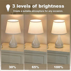17.3'' Modern Dimmable Touch Lamps for Nightstand 2pcs, Table Lamps for Living Room, Reading Desk Lamp for Office, Bedside Lamps with Iron Base, Small Lamp for Bedroom, Bulb Included, Cream