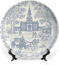 250th Anniversary Decorative Plates 10 Inch Patriotic Decorations Commemorative Plates with Stand Semiquincentennial 4th of July Veterans Day Home & Office Colonial Toile Design