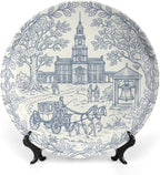 250th Anniversary Decorative Plates 10 Inch Patriotic Decorations Commemorative Plates with Stand Semiquincentennial 4th of July Veterans Day Home & Office Colonial Toile Design