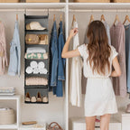 GRANNY SAYS 6 Shelf Hanging Closet Organizers and Storage, Collapsible Closet Hanging Organizer with 2 Sturdy Hooks, Large Hanging Shelves for Closet, Bedroom, Dark Gray