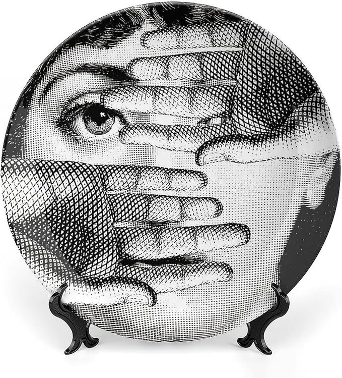 Lina Cavalieri Plate, Wall Decorative Plate, Mysterious Face Plate Wall Hanging Decoration,Including Bracket And Special Spring HooK, (Style-3, 8inch)