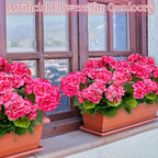 Artificial Geraniums Flowers for Outdoors Spring Decor, 4 Bundles UV Resistant Fake Geraniums Flowers Silk Faux Plants for Home Planter Gardens Table Patio Porch Indoor Cemetery Summer Decor(Pink)