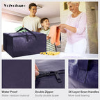 12 Pack Heavy Duty Extra Large Moving Bags W/Backpack Straps - Strong Handles & Zippers, Storage Totes For Space Saving, Fold Flat, Alternative to Moving Box and Storage Bin, Blue