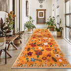 U'Artlines 2'6" x 8' Fall Boho Runner Rug for Hallways Kitchen Colorful Floral Soft Non Slip Washable Floor Carpet Runners for Entryway Laundry Room Bathroom Orange