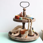 Meplait 39in Wood Bead Garland Farmhouse with Tassels,Versatile Prayer Beads Boho Chic Wall Hanging Home Decor (Gold)