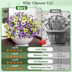 MARTINE MALL 36 Bundles Look Real Artificial Flowers for Outdoors, Realistic Fake Outdoor Flowers, UV Resistant Silk Pansy Flowers for Outside Faux Flower Plants for Outdoor Porch Garden, Mixed Colors