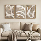 Framed Neutral Abstract Wall Art for Bedroom, 3 Piece Modern Canvas Prints Paintings Artwork for Walls, Minimalist Beige White Taupe Pictures for Living Room Dining Hallway Office Wall Decor 16x24 In