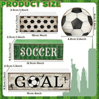 Moucuny 4 Pcs Soccer Party Decorations Soccer Table Centerpiece Football Tiered Tray Decor Wooden Ball Block Signs Gift Sports Themed Table Decorations for Boys Baby Shower Party Supplies Decor