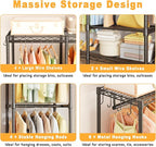 H41 Garment Rack Heavy Duty Clothes Rack, Clothing Racks for Hanging Clothes, Extra Large Freestanding Portable Closet Wardrobe Rack 78.5'' W × 15.8'' D × 76.4'' H, Max Load 1150 Lbs, Black