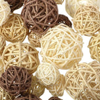 Patelai 36 Pcs Wicker Rattan Balls Decorative Balls for Vase Centerpiece Bowls Orbs Filler for Home Decor,4 Sizes(White, Wood Color, Light Tan, Coffee,2.4'',2'',1.6'',1.2'')
