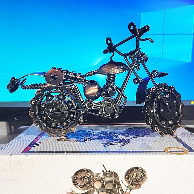Tipmant Antique Vintage Motorcycle Model Retro Iron Metal Bicycle Vehicle Office Home Décor Room Desk Decoration Ornaments Handmade Handcrafts Collections