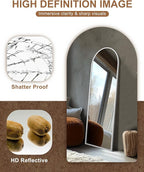Delma Full Length Mirror, Large Floor Mirror for Wall, Bedroom, Bathroom, Living Room with Aluminium Frame (Stand, Arch 56x15, Silver)