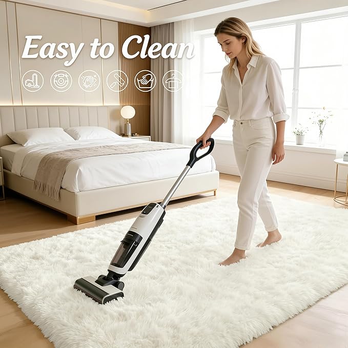 OLANLY 3x12 Machine Washable Runner Rugs for Hallway, Soft Fluffy Shaggy Bedside Rugs for Bedroom, Living Room, Indoor Floor Carpet for Kids Girls and Boys, Nursery Rooms, Home Decor Aesthetic, Ivory
