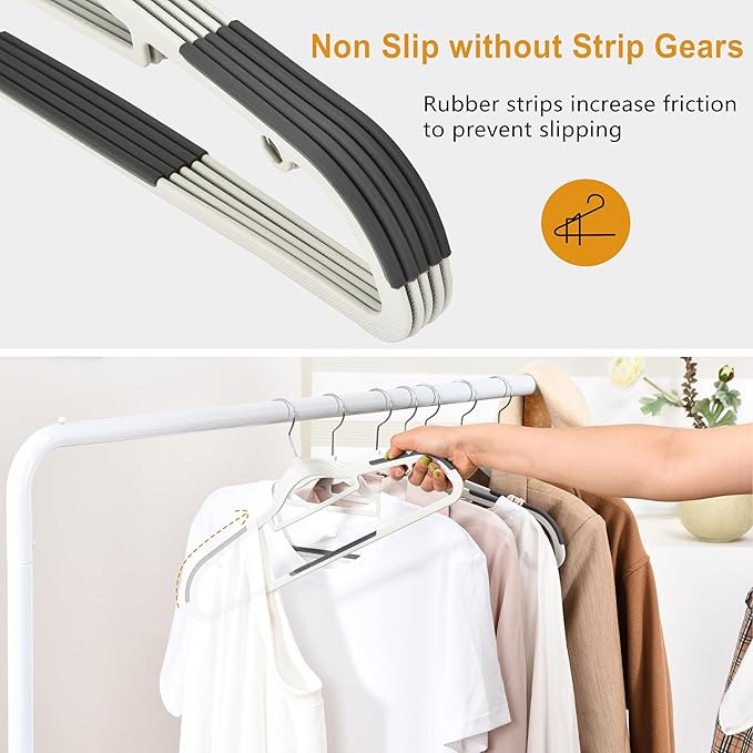 ELONG HOME Plastic Hangers - 30 Pack, Non Slip Slim Coat Hangers, Heavy Duty Thin Plastic, 17.1" for Women/Men Clothes