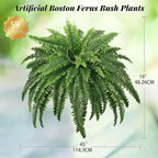 45" Fake Ferns, Realistic Large Artificial Bush Plants, 2 Artificial Boston Ferns with 59 Fronds for Outdoors Planter Indoor Home Garden Porch Decor