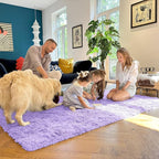 OLANLY 2x3 Machine Washable Small Bedside Rug, Soft Fluffy Shaggy Entryway Throw Rugs for Bedroom, Living Room, Indoor Floor Carpet for Kids Girl Boy, Nursery Room, Home Decor Aesthetic, Light Purple
