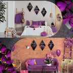 ZINYAZHE 3 Pcs Purple Wall Decor Inspirational Rose Bathroom Decor Wooden Purple Wall Art Office Wall Decor with Accept Let Go Have Faith Sign for Girl Women Living Room Bedroom(12 x 7 Inch)