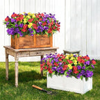 Artificial Fake Flowers for Outdoor, 6 Bundles UV Resistant Faux Plants Decoration Silk Flowers No Fade Plastic Flowers for Outside Planters Home Porch Patio Yard Garden Decor