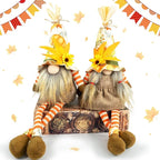 Thanksgiving Decorations – 2PCS Fall Gnomes Plush Shelf Sitters with Dangling Legs, Harvest Gnome Couple for Table Decor, Tiered Tray, Farmhouse Gnomes Gifts for Women