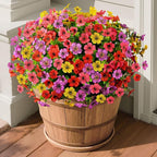 Artificial Fake Flowers for Outdoors Spring Decor, 12 Bundles Faux Silk Flowers Daisy Eucalyptus Plants UV Resisitant Colorful Artificial Flowers for Outside Planter Pots Front Porch Garden Patio
