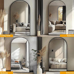 Dewfig Arched Full Length Mirror, 76"x34" Large Floor Mirror, Full Body Mirrors for Leaning or Hanging, Standing Mirrors for Bedroom, Living Room,Dressing Room, Aluminum Alloy Frame, Black