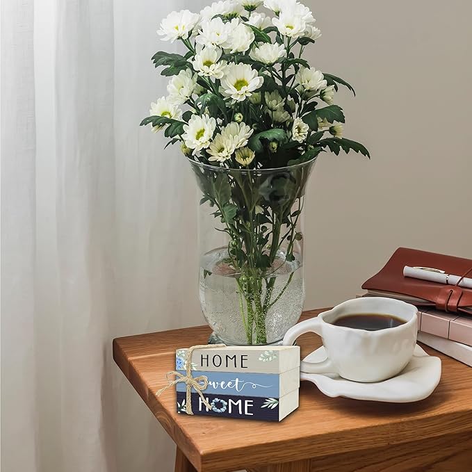 Mini Decorative Books For Home Decor, Small Wood Book Stack For Table Decor, Home Sweet Home decoration Books For Living Room Bookshelf, Farmhouse Stacked Books decoration（L51)