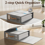 3 Pack Foldable Bed Sheets Set Organizers and Storage(King & Queen Size),Linen Fabric Closet Organizers with Window,Folding Bedding Storage Box for Bedsheets and Pillow Cube Organizer-Gray