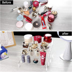 ELEGANTLIFE Acrylic Display Risers Set of 4, 4-Level Tiered Display Stands for Cupcakes, Small Figures & Jewelry, Compact Countertop Display Shelf, Multiple Colors Available (Clear)