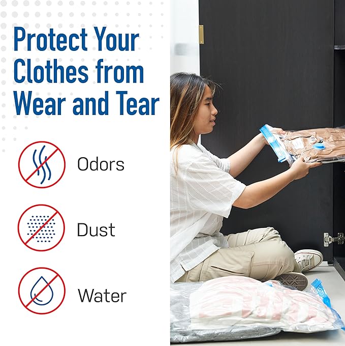 Spacesaver Vacuum Storage Bags with Hand Pump - Vacuum Seal Bags for Clothing, Comforters, Blankets - Reusable Compression Bags for Travel, Moving, Organization - 2S, 2M, 2L, 2XL Sizes - Pack of 8