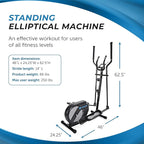 Stamina Elliptical Training Machine with Smart Workout App - Compact Standing Elliptical Machine for Home Workout - Up to 250 lbs Weight Capacity