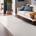 Modern Micro Loop Indoor Runner Rugs for Living Room Bedroom Kitchen Geometric Triangle White 2x7 Luxury Durable Low and High Pile Non-Shedding Stain Resistant Soft Area Carpet 2 x 7