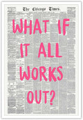 Drimiler What If It All Works Out Poster Retro Newspaper Pink Font Canvas Wall Art Positive Affirming Quote Minimalist Prints Painting For Home Bedroom Dorm Wall Decor 12x16in Unframed